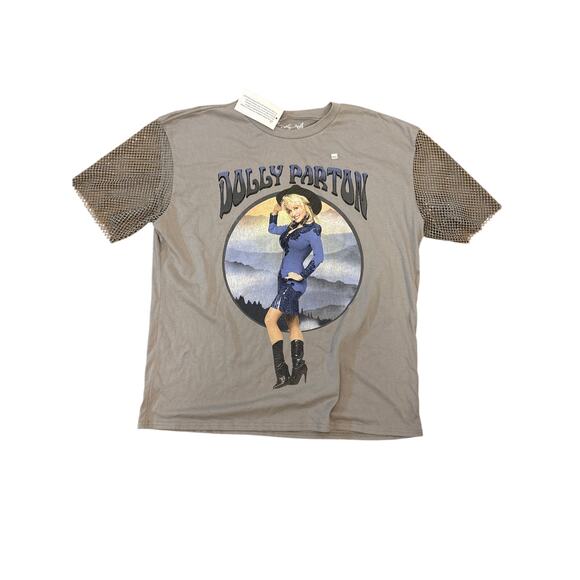 Dolly Parton official graphic tee large mesh embezzled sleeves western country - Picture 1 of 5